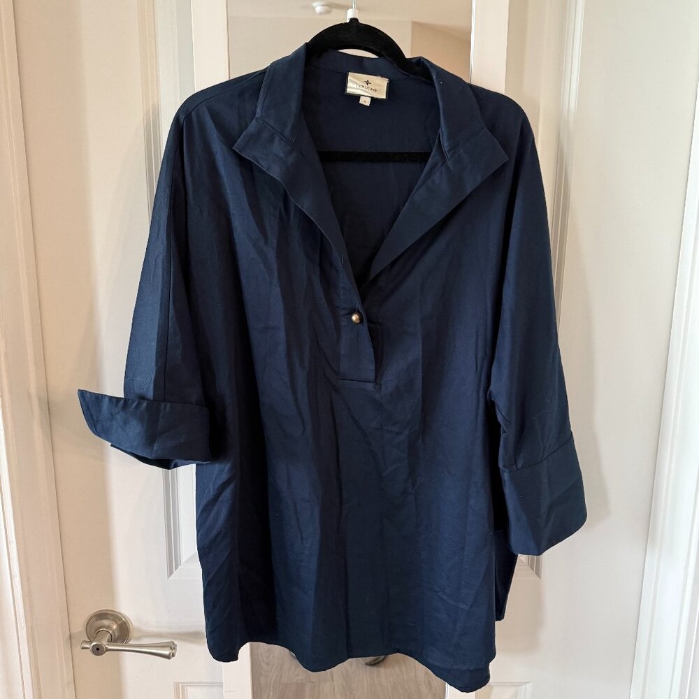 Tuckernuck Navy Blue Popover Blouse